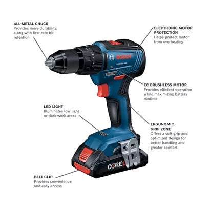 Bosch Security Systems GXL18V-238B25 | 18V 2 PIECE BRUSHLESS COMBO W DRILL & SOCKET READY 1/4" IMPACT/1/2" WRENCH