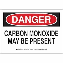 Brady Corporation 126134 | Danger Carbon Monoxide May Be Present Sign, 7" H X 10" W X 0.006" D, Polyester