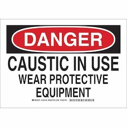 Brady Corporation 126149 | Danger Caustic" Use Wear Protective Equipment Sign, 10" H X 14" W X 0.006" D, Polyester