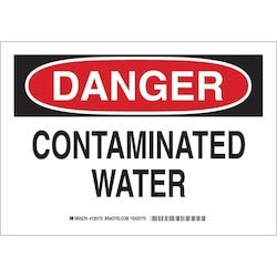 Brady Corporation 126171 | Danger Contaminated Water Sign, 10" H X 14" W X 0.035" D, Aluminum