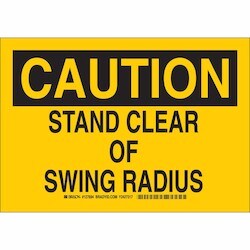 Brady Corporation 127697 | Caution Stand Clear Of Swing Radius Sign, 10" H X 14" W X 0.006" D, Polyester