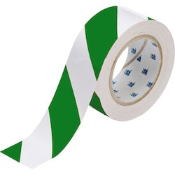 Brady Corporation 132436 | Toughstripe Floor Marking Tape Roll - Polyester, Diagonal Stripes, Green On White, 2" X 100’