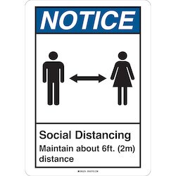 Brady Corporation 170209 | Social Distancing Sign, Polyester, 7 in.H x 10 in.W, BL/WH