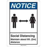 Brady Corporation 170212 | Social Distancing Sign, Aluminum, 10 in.H x 14 in.W, BL/WH