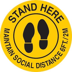 Brady Corporation 170215 | Maintain Social Distance 6Ft./2M Sign, Polyester, 17 in. Dia, Black/Yellow