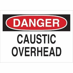 Brady Corporation 22308 | Danger Caustic Overhead Sign, 10" H X 14" W X 0.06" D, Polystyrene