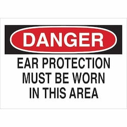 Brady Corporation 25479 | Danger Ear Protection Must Be Worn" This Area Sign, 10" H X 14" W X 0.06" D, Polystyrene