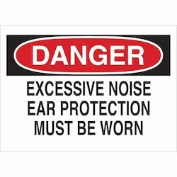 Brady Corporation 84806 | Danger Excessive Noise Ear Protection Must Be Worn Sign, 7" H X 10" W X 0.006" D, Polyester