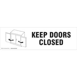 Brady Corporation 60273 | Keep Doors Closed Label, Black On White, 7" H X 24" W X 0.006" D