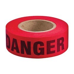 Brady Corporation 91086 | Re-Pulpable Danger Barricade Tape, Biodegradable Cotton, Black On Red, 2" X 135’