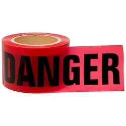 Brady Corporation 91200 | Standard Barricade Tape Roll - Polyethylene, Danger, Black On Red, 3" X 200’