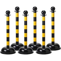 Brady Corporation 92123 | Bradylink Warning Posts, Black/Yellow, 41" H X 3" Dia., Polyethylene, Pack Of 6 Each