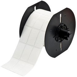 Brady Corporation B33-95-498 | Wire And Cable Label, Repositionable Rubber Adhesive, Rectangle, 0.8 Width X 1.437" Height, Vinyl, Semi-Gloss White, 2300 Per Roll