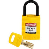 Brady Corporation CPT-YLW-25PL-KD | SafeKey Lockout Padlock Nylon Yellow 1.0 in. Plastic Shackle, Keyed Different