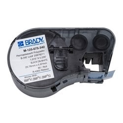 Brady Corporation M-125-075-342 | Label Maker Cartridge, Black/White, Dimension (Inches): 0.235 W x 0.75 H in