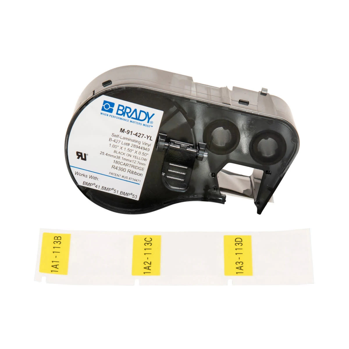 Brady Corporation M-91-427-YL | Printer Labels, Vinyl, Clear/Yellow, 1.5 in L, 25.4 mm W