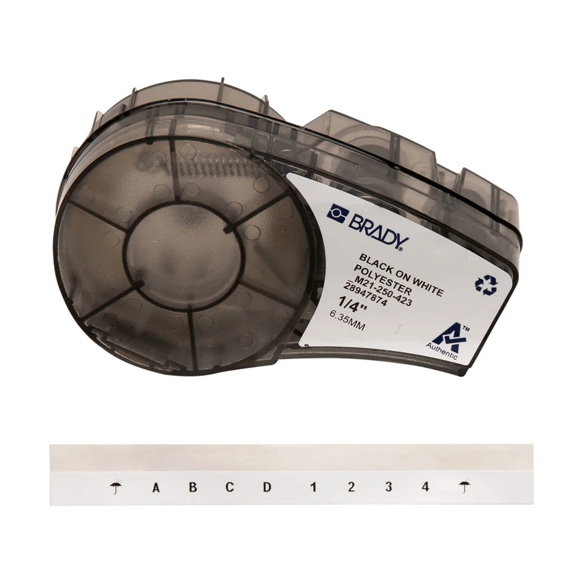 Brady Corporation M21-250-423 | Label Printer Tape, Adhesive, Permanent Polyester, Black