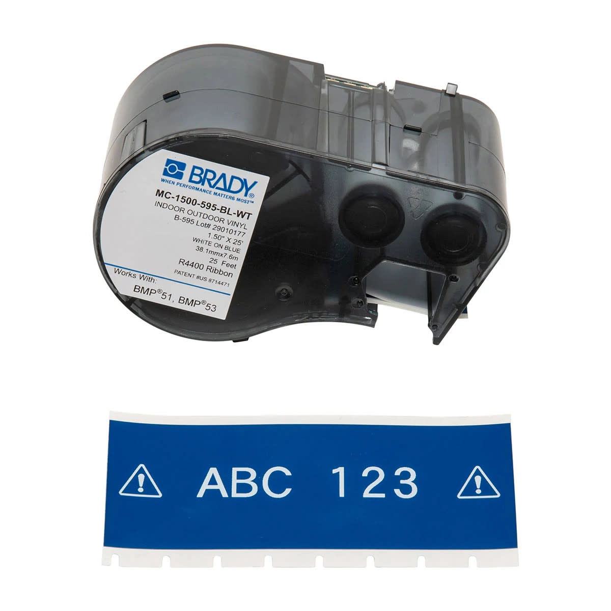 Brady Corporation MC-1500-595-BL-WT | Printer Labels, Vinyl, Blue, 25 ft L, 38.1 mm W
