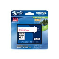 Brother Mobile Solutions TZE242 | Red on White 18 mm Tape for P-touch, 8 m