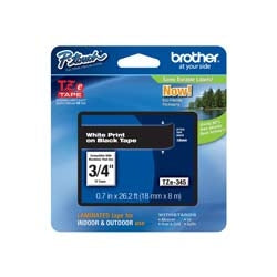 Brother Mobile Solutions TZE345 | White on Black 18 mm Tape for P-touch, 8 m