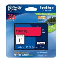 Brother Mobile Solutions TZE451 | Black on Red 24 mm Tape for P-touch, 8 m