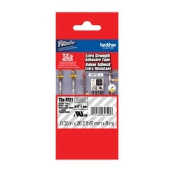 Brother Mobile Solutions TZES121 | 9mm (0.35") Black on Clear Tape with Extra Strength Adhesive 8m (26.2 ft)