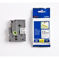 Brother Mobile Solutions TZES131 | Black on Clear 12 mm Tape with Extra Strength Adhesive, 8 m