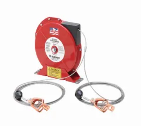 Burndy BSD2050Y | Heavy-Duty Static Discharge Reel, 35 ft Cable Plus 15 ft Ground Lead