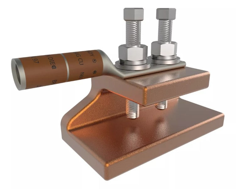 Burndy GCS2YA6C | 2-Hole Ground Clamp for Steel Flange, Conductor Connection