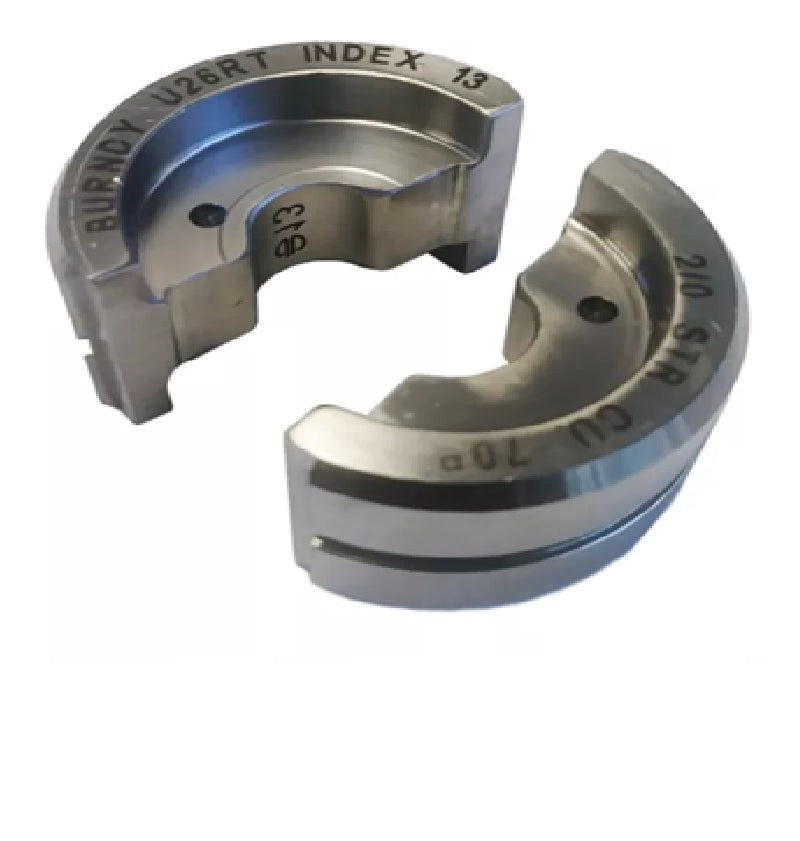 Burndy U26RT | Stainless Steel Circular Butting Twin U Die, 2/0 AWG Stranded Copper, Black, Index 13