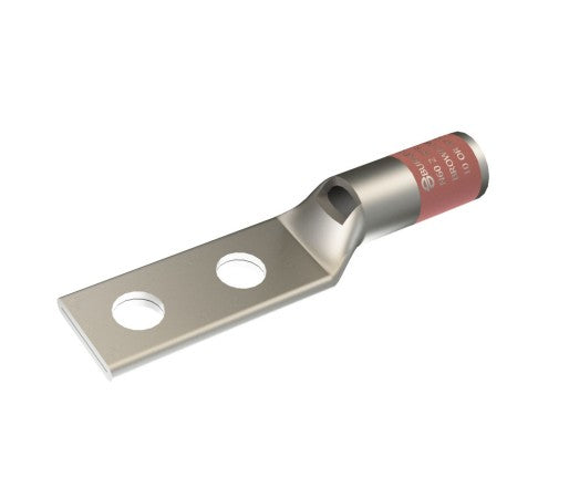 Burndy YA2CL2TC516 | Copper Compression Terminal, 2 AWG, 2-Hole, 5/16 in. Stud, Standard Barrel