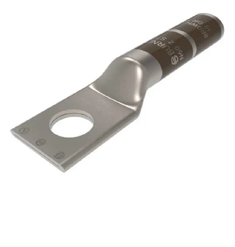 Burndy YA2CTC38 | Copper Compression Terminal, 2 AWG, 1-Hole, 3/8 in. Stud, Long Barrel