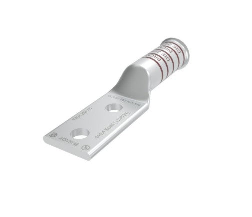 Burndy YA362NFXB | Copper Compression Terminal, 500 kcmil G/H, 444 DLO, 2-Hole NEMA Pad, Long Barrel