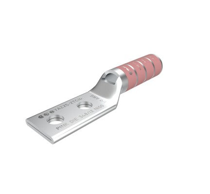 Burndy YAZ252N | Copper Compression Terminal, 2-Hole, 1/2 in. Stud, 1-3/4 in. Spacing, Long Barrel, 1/0 AWG