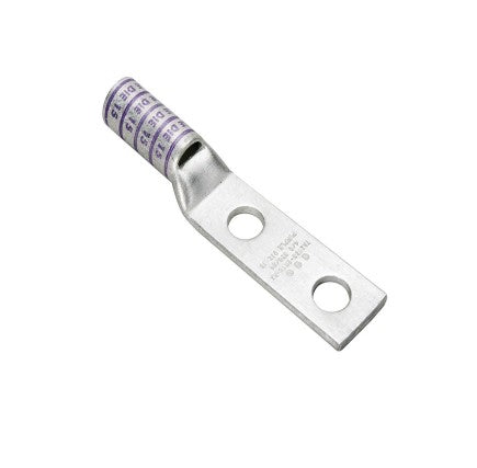 Burndy YAZ252TC516E6 | Copper Compression Terminal, 1/0 AWG, 2-Hole, 5/16 in. Stud, 7/8 in. Spacing, Long Barrel