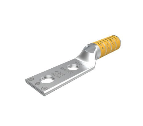 Burndy YAZ272N | Copper Compression Terminal, 2-Hole, 1/2 in. Stud, 1-3/4 in. Spacing, Long Barrel, 3/0 AWG