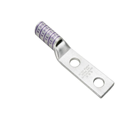 Burndy YAZ292TC38 | Copper Compression Terminal, 2-Hole, 3/8 in. Stud, 1 in. Spacing, Long Barrel, 250 kcmil