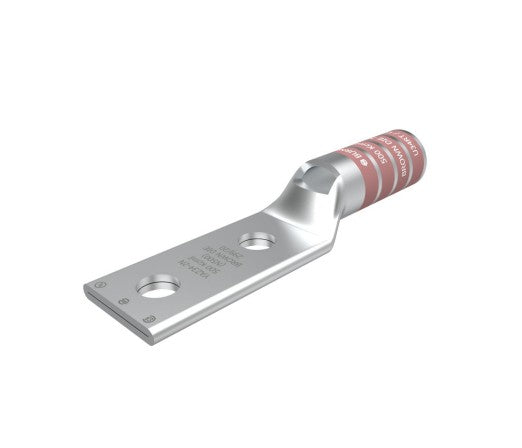 Burndy YAZ342N | Copper Compression Terminal, 2-Hole, 1/2 in. Stud, 1-3/4 in. Spacing, Long Barrel, 500 kcmil