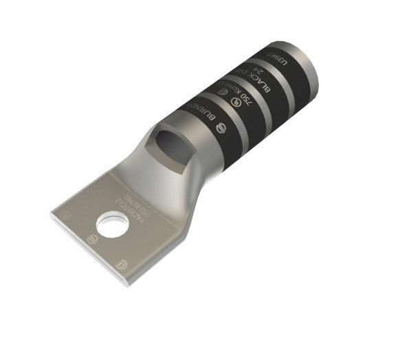 Burndy YAZ39NT12 | Copper Compression Terminal, 750 kcmil, 1-Hole, 1/2 in. Stud, Long Barrel, Narrow Tongue
