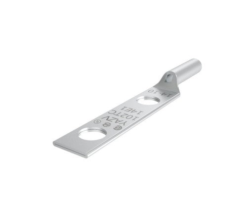 Burndy YAZV102TC14E1 | Copper Compression Terminal, 14-10 AWG, 12-10 AWG Solid, 2-Hole, 1/4 in. Stud, 1 in. Spacing, Long Barrel