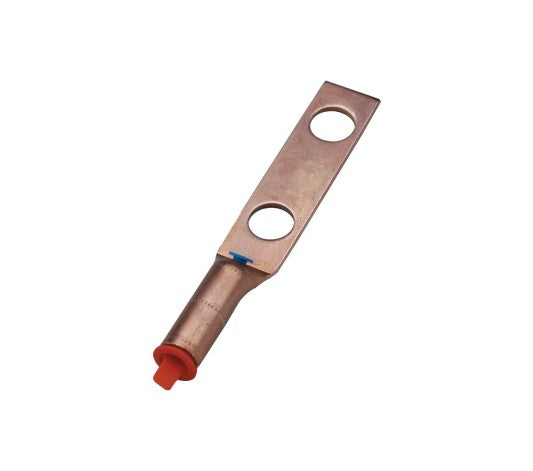 Burndy YGA4C2N | Compression Ground Lug, #4 AWG Copper, 2-Hole NEMA Pad