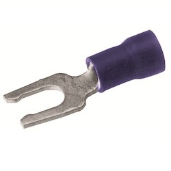 Burndy BA14EL6 | 636293 | Copper Terminal, Locking Fork Tongue, 16-14 AWG, 4-6 Stud, Vinyl Insulated