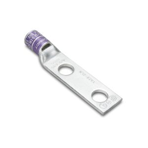 Burndy YA8C2LN | 518640 | Hylug, Lug, Compression, Copper, 1/2 Inch, 2 Holes, 8 AWG, Red