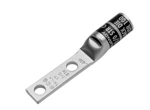 Burndy YA26L2NT14 | 50245W | HYLUG, Lug, Compression, CU, 1/4 Inch Stud, 2 Holes, 2/0 AWG, 2.02 x 0.48 Inch, Black