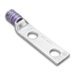 Burndy YA6C2LN | 50221D | Hylug, Lug, Compression, Copper, 1/2 Inch, 2 Holes, 6 AWG, Blue