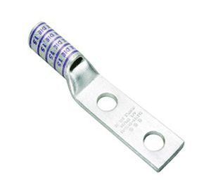 Burndy YAZ2C2NTC38 | 25019146 | Compression Terminal Lug, Long, Skived Barrel, 2 AWG, 2 Holes