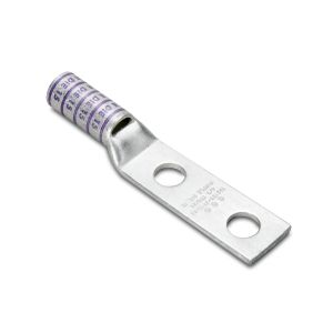 Burndy YAZ342N | 25016811 | Hylug, Lug, Compression, Copper, 1/2 Inch, 2 Holes, 500 MCM, Brown