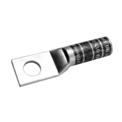 Burndy YAZV6CTC38FX | 25020491 | Copper Compression Lug, 1 Hole with Inspection Window, 6 Flex, 3/8 Inch Stud, Long Barrel, Tin Plated