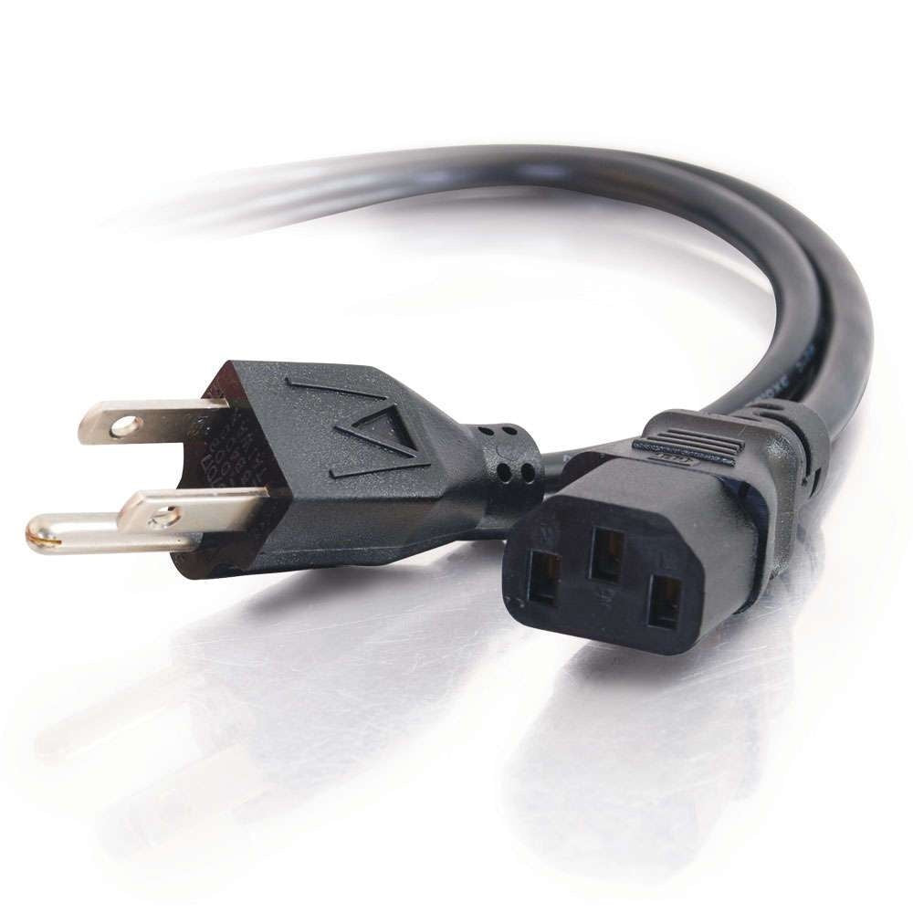 C2G CG03129 | 3ft (0.9m) 18 AWG Universal Power Cord (NEMA 5-15P to IEC320C13) (TAA Compliant)
