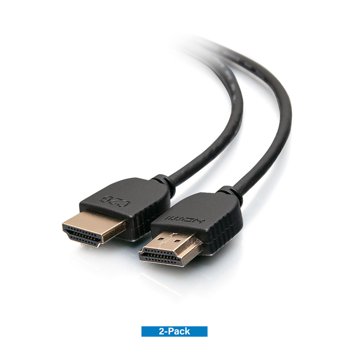 C2G C2G21007 | 6ft (1.8m) C2G Plus Series Slim Flexible HDMI Cable with Low Profile Connectors (2-pk) - 4K 60Hz